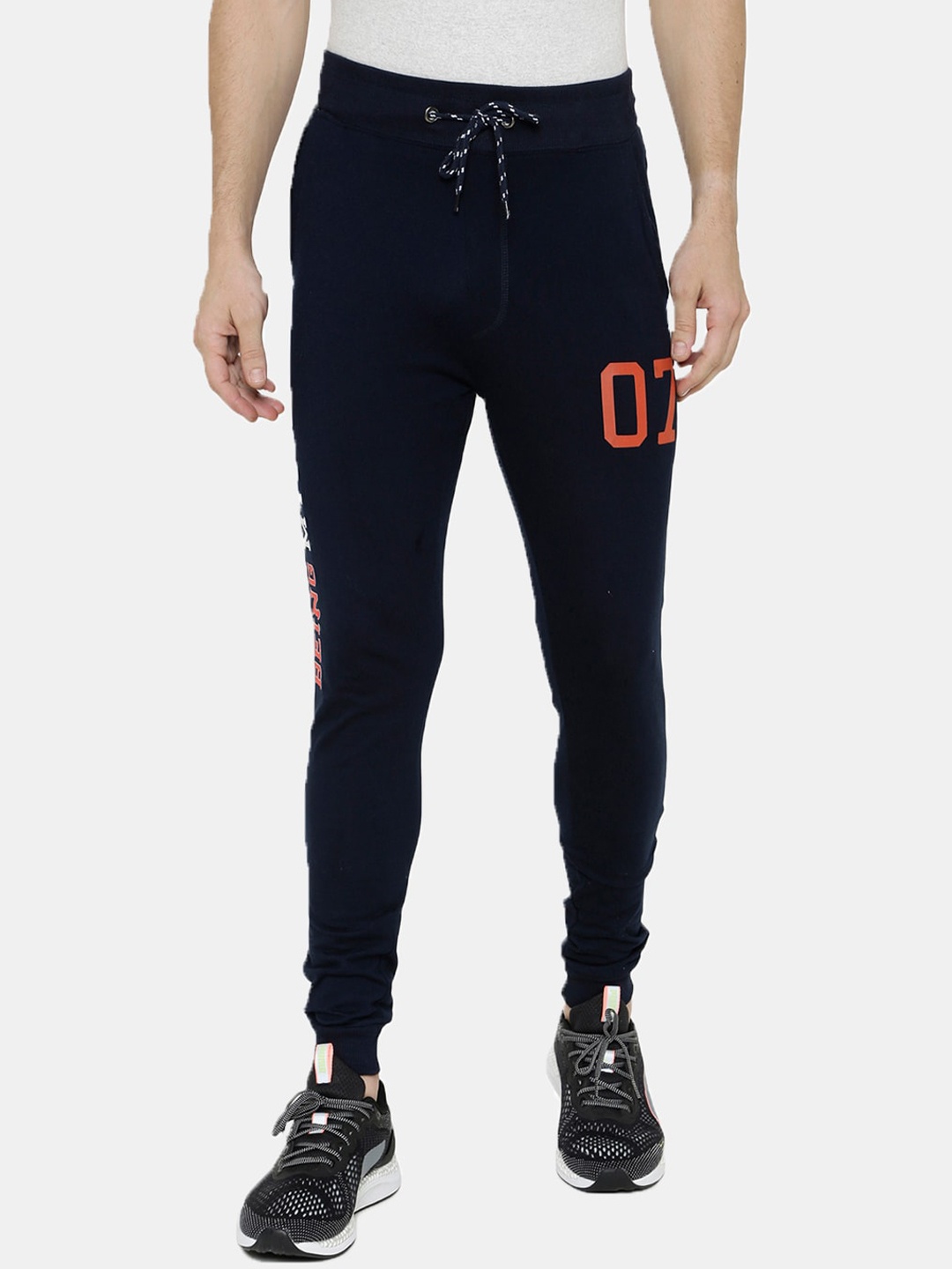 

ARDEUR Men Navy Blue Solid Pure Cotton Joggers