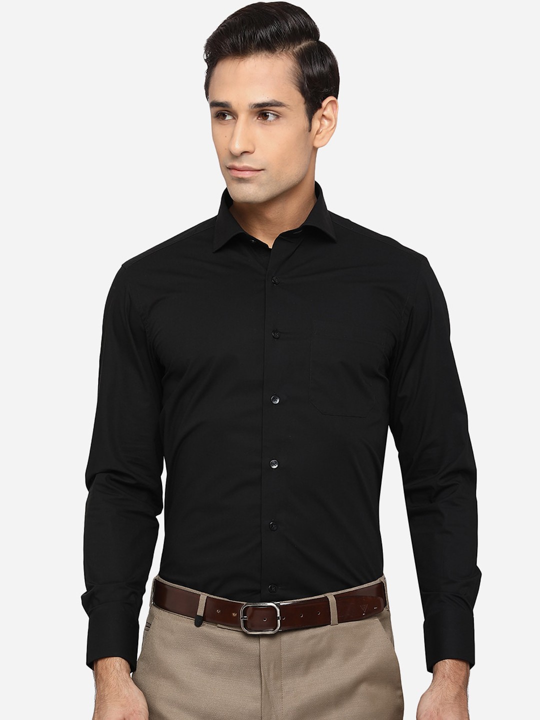 

METAL Men Black Slim Fit Opaque Pure Cotton Formal Shirt