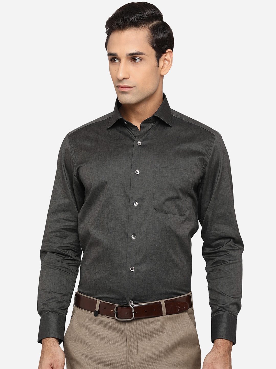 

METAL Men Grey Slim Fit Opaque Formal Shirt
