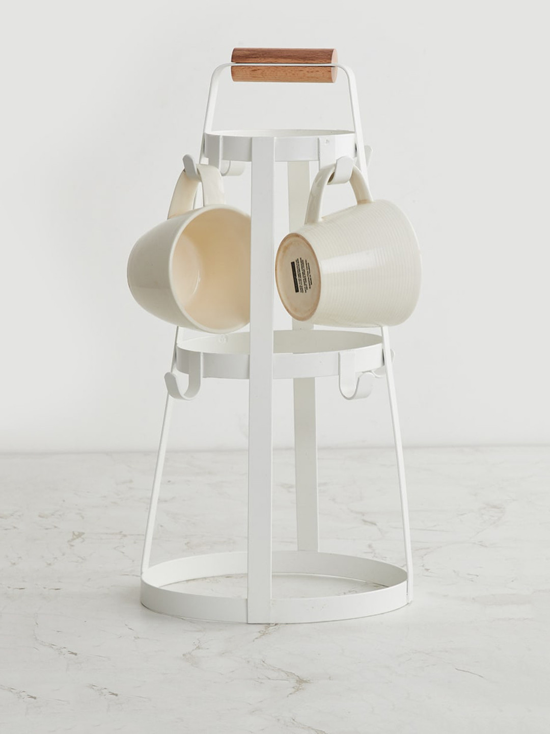 

Home Centre White Solid Metal Mug Tree Holder