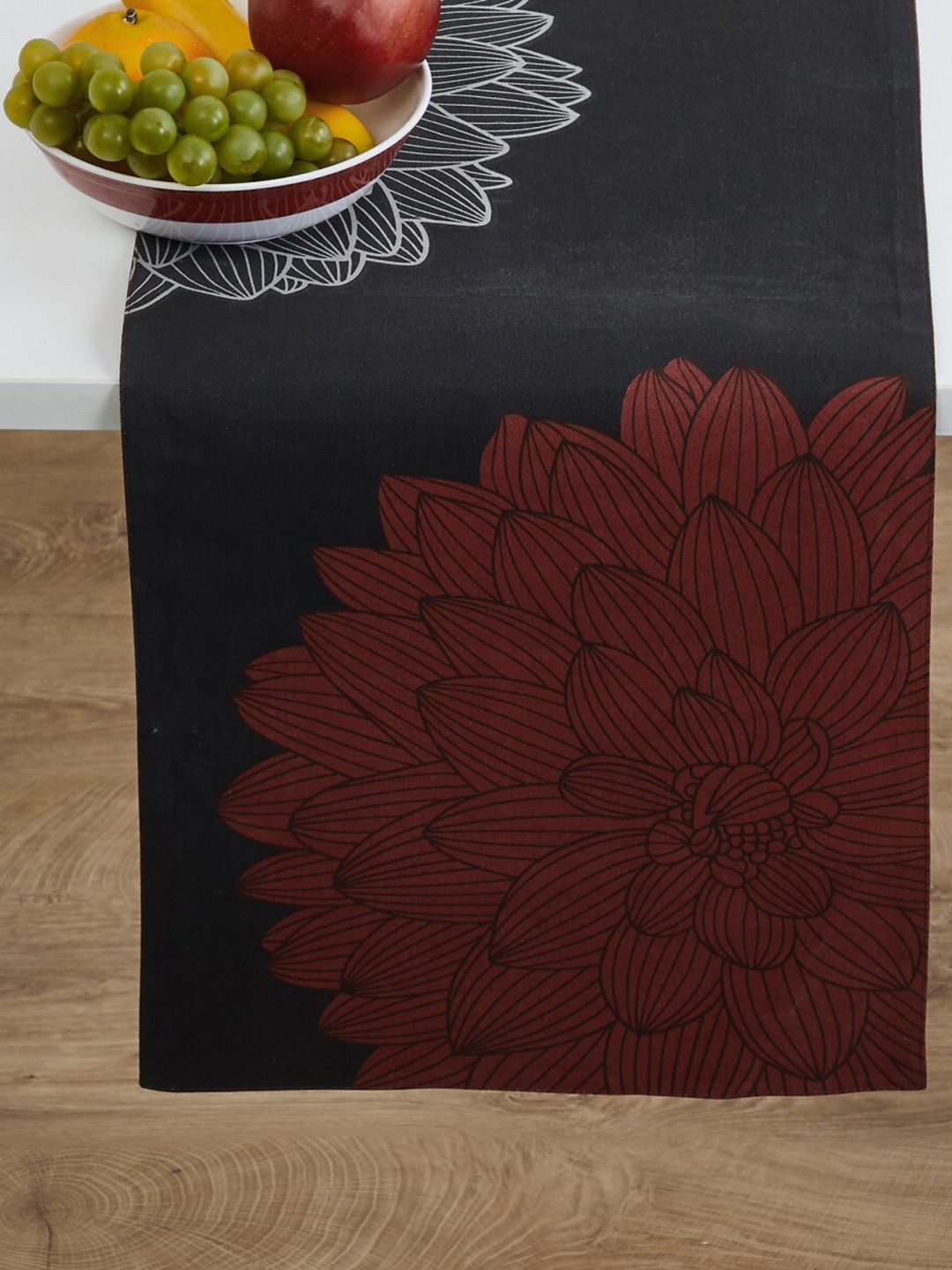

Home Centre Black & Red Floral Printed Pure Cotton Table Runner