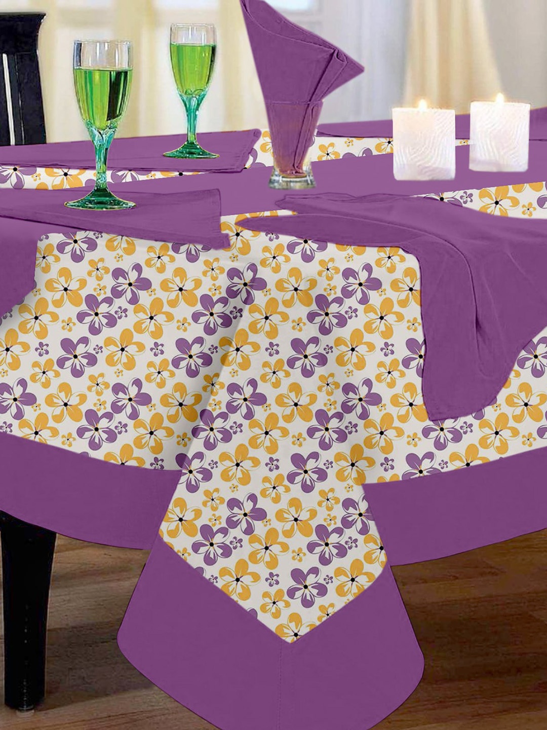

Lushomes Multi Printed 6 Seater Regular Table Linen Set