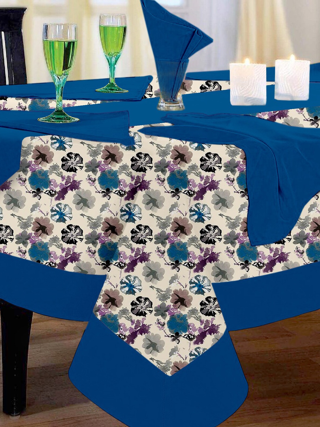 

Lushomes Multicoloured Cotton Printed 6 Seater Regular Table Linen Set, Multi