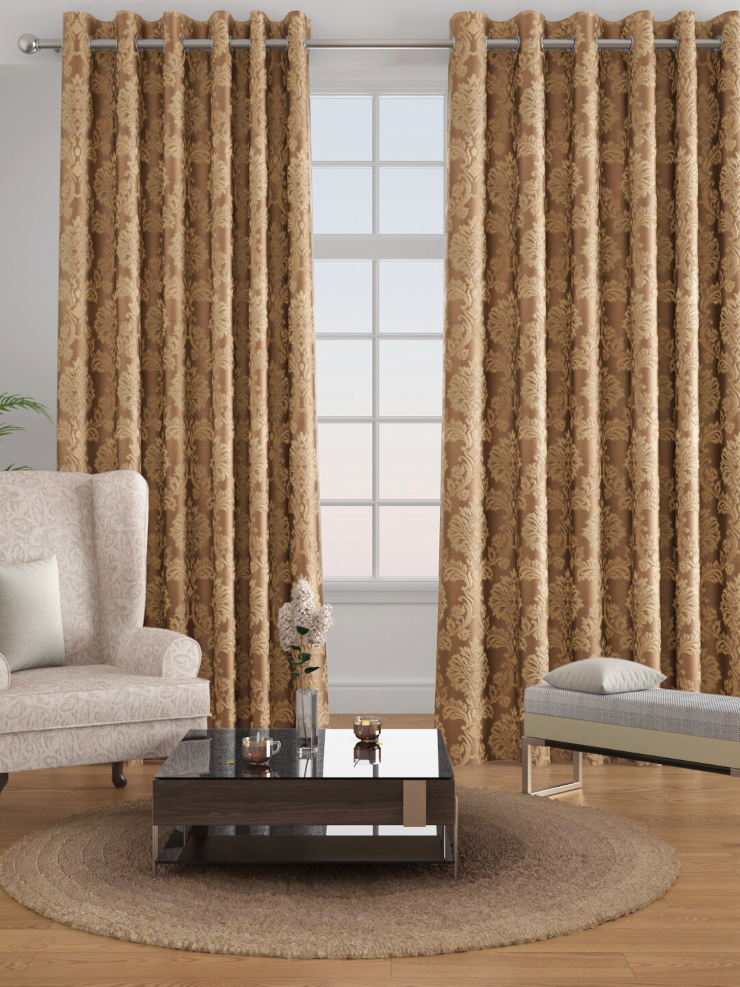 

Raymond Home Brown Set of 2 Jacquard Ethnic Motifs Door Curtain
