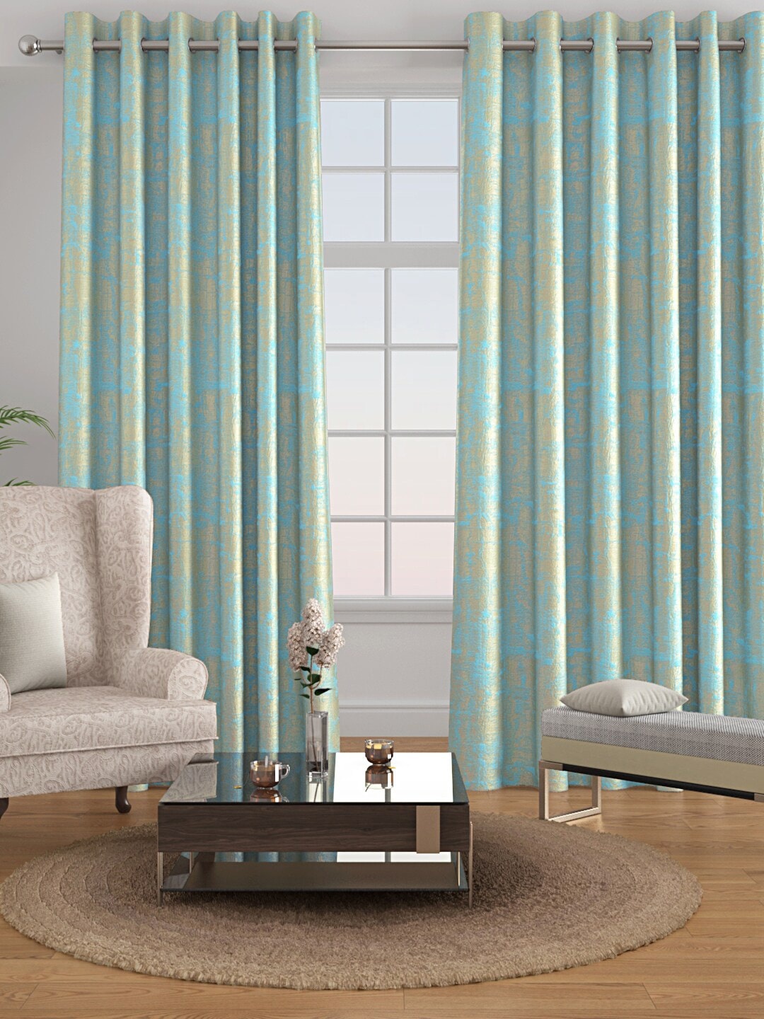 

Raymond Home Blue & Gold Jacquard Door Curtain