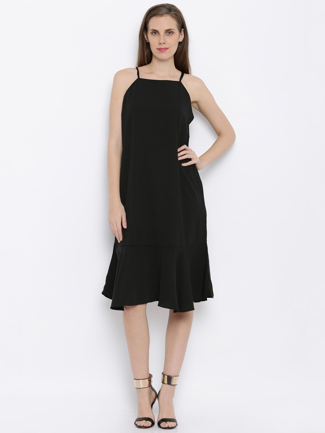 

AND Women Black Solid Shift Dress