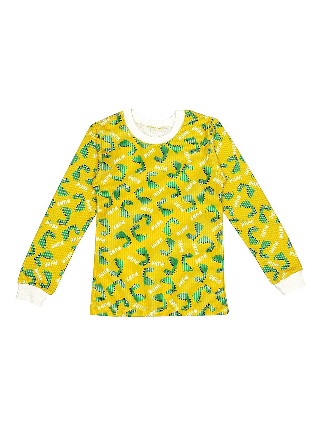 

DChica Boys Yellow & Green Printed Cotton Thermal Top