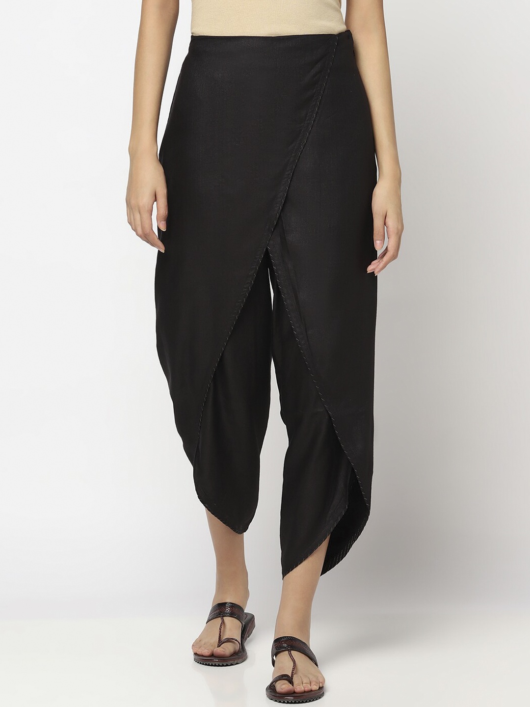 

Fabindia Women Black Solid Dhoti Pant