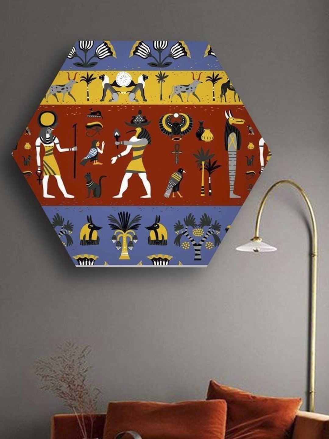 

THE ARTMENT Multi Egyptian Life Hexagonal Canvas (Matte Finish) Large