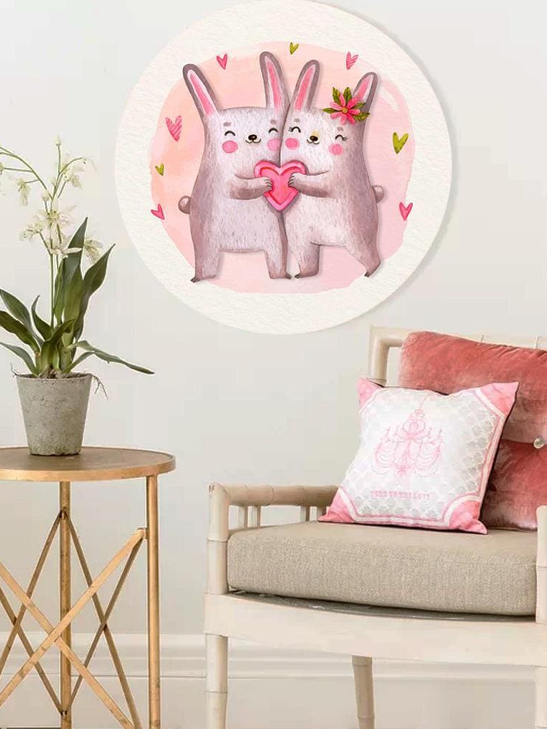 

THE ARTMENT Pink & White Printed Large Canvas Wall Art