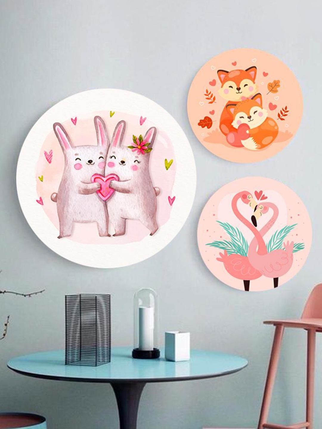 

THE ARTMENT Pink Feeling of Love Canvas With Matte Finish- Set of 3 (Large)
