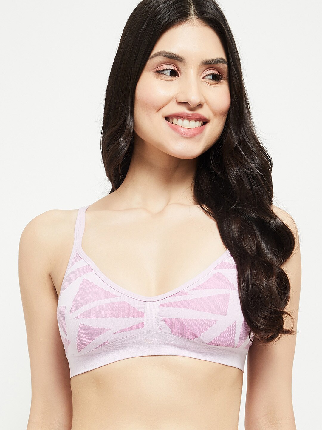 

max White & Mauve Geometric Everyday Bra Lightly Padded