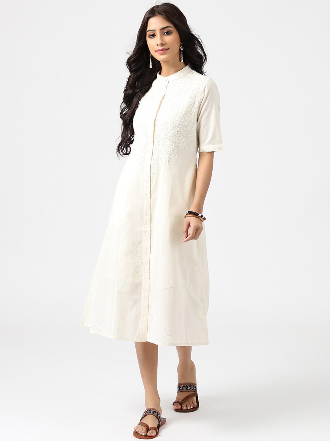 

Fabindia Woman Cream-Coloured Cotton Dress