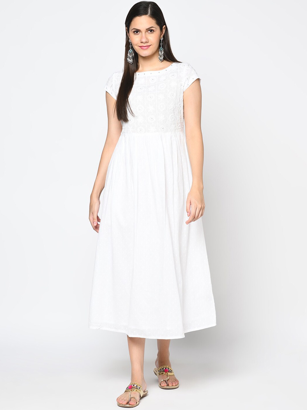 

Fabindia White Midi Dress