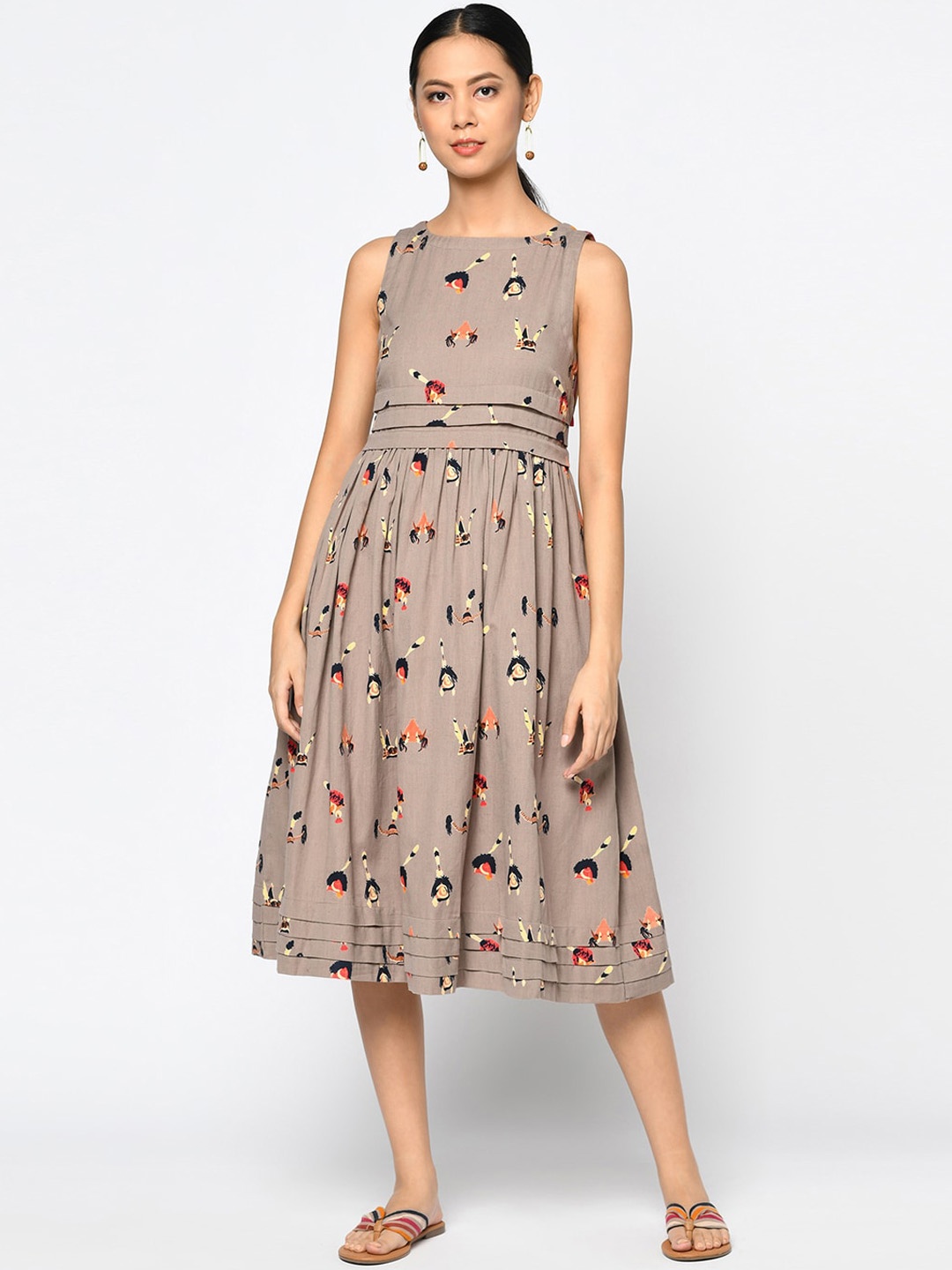 

Fabindia Grey Cotton Midi Dress