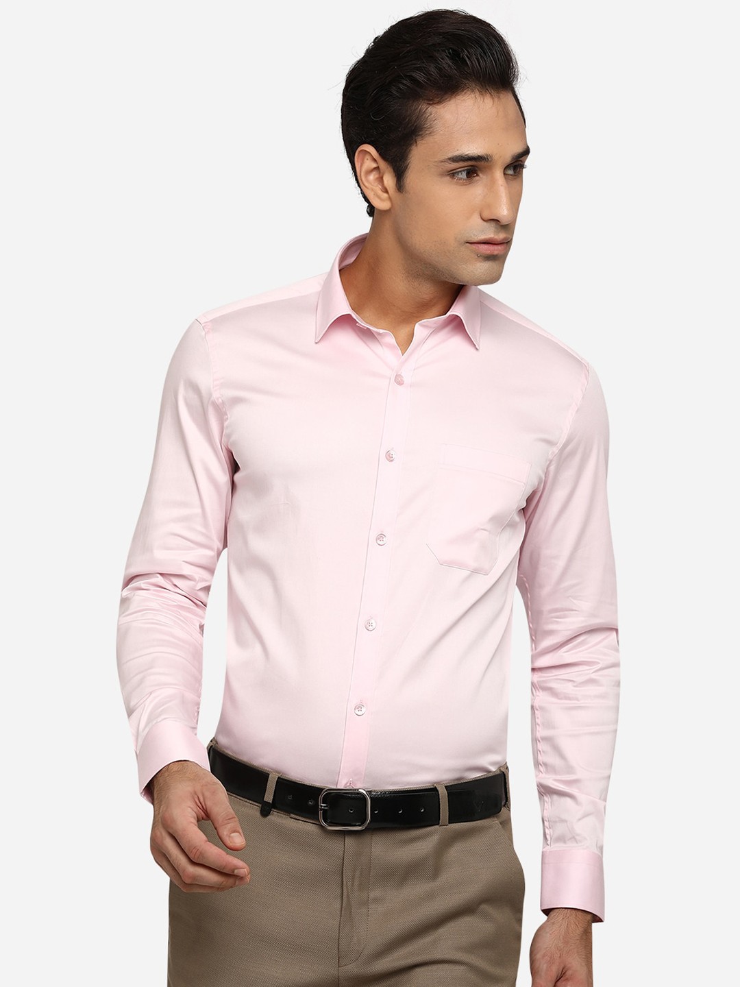 

JADE BLUE Men Pink Classic Slim Fit Opaque Cotton Formal Shirt