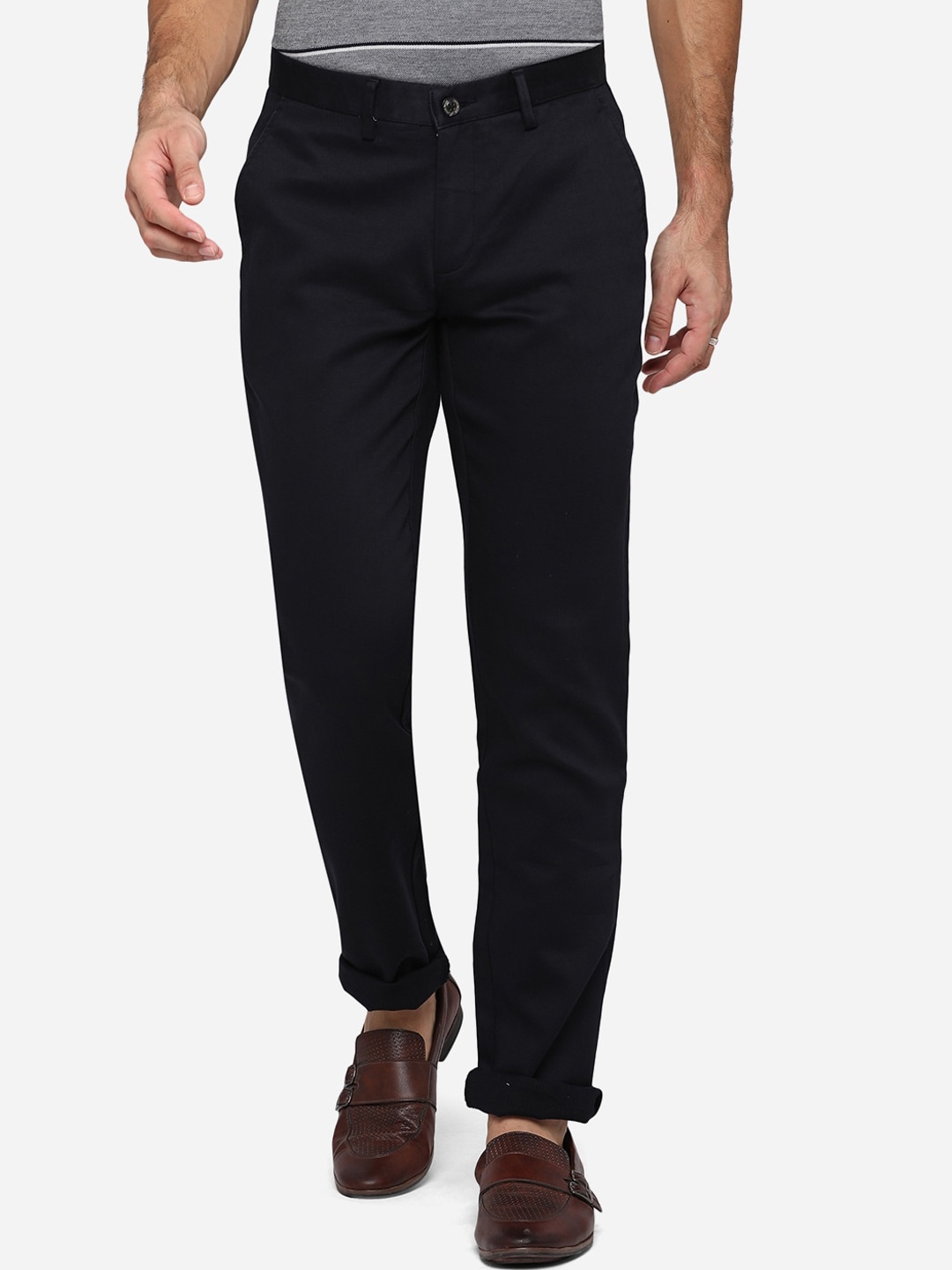 

JADE BLUE Men Blue Slim Fit Trousers