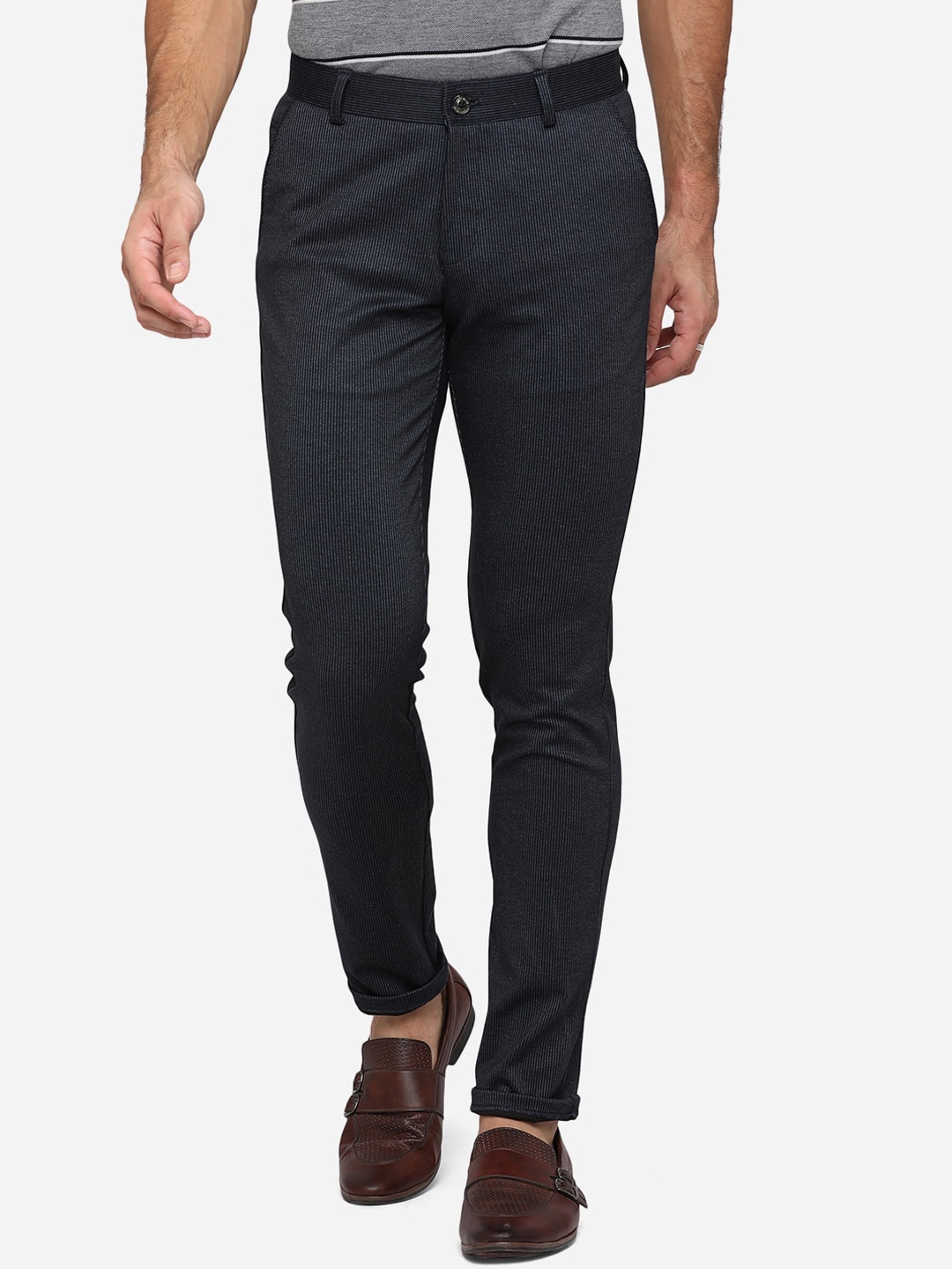 

JADE BLUE Men Navy Blue Slim Fit Chinos Trousers