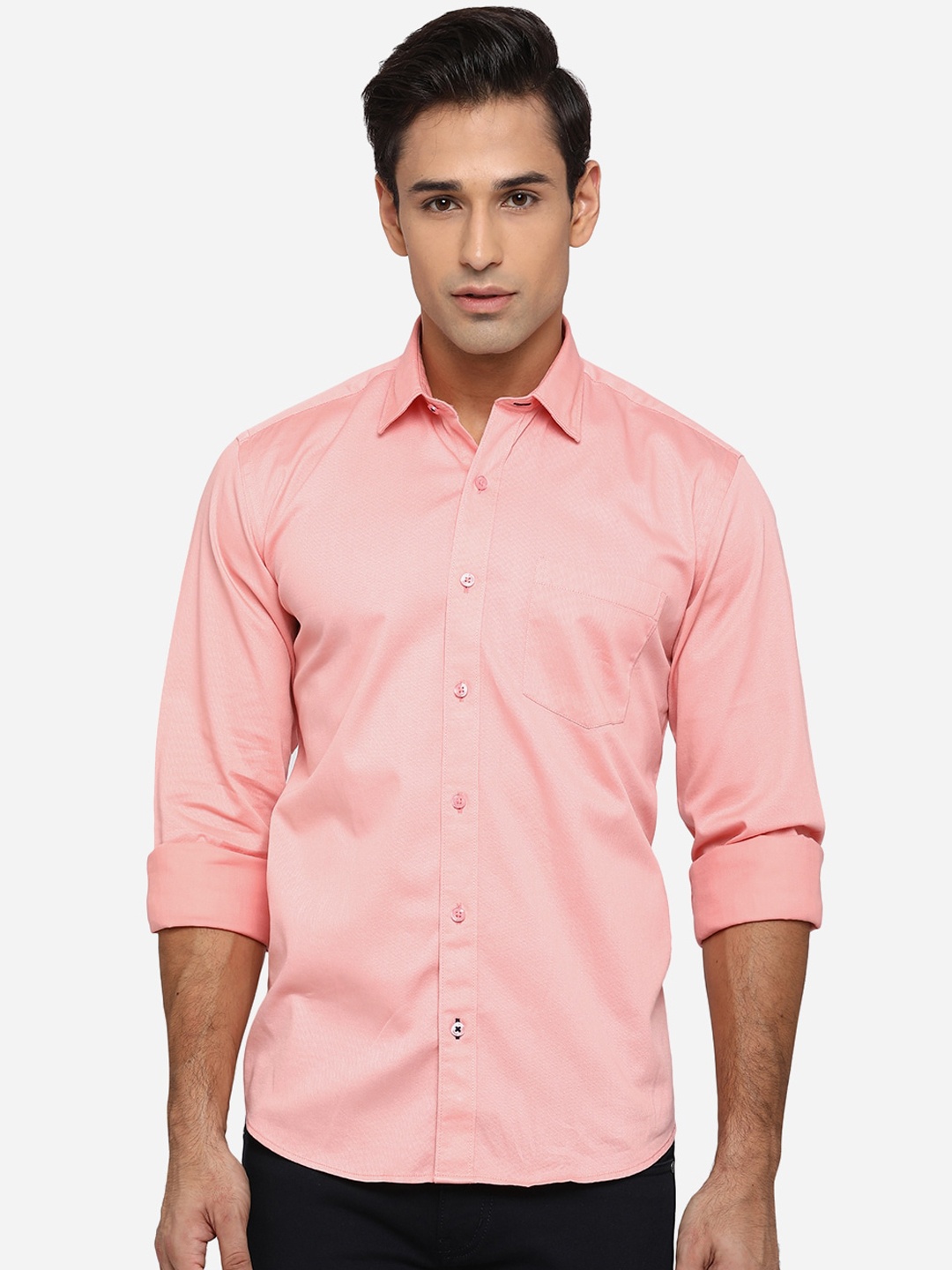 

JADE BLUE Men Pink Classic Slim Fit Casual Shirt