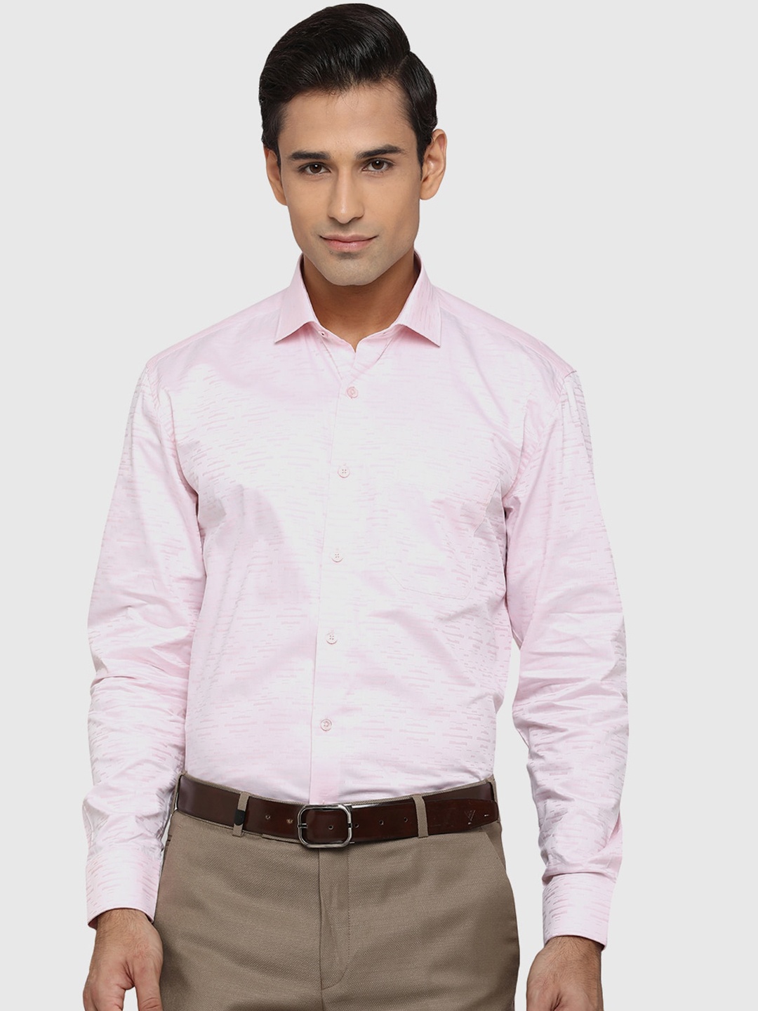 

JADE BLUE Men Pink Classic Opaque Pure Cotton Formal Shirt