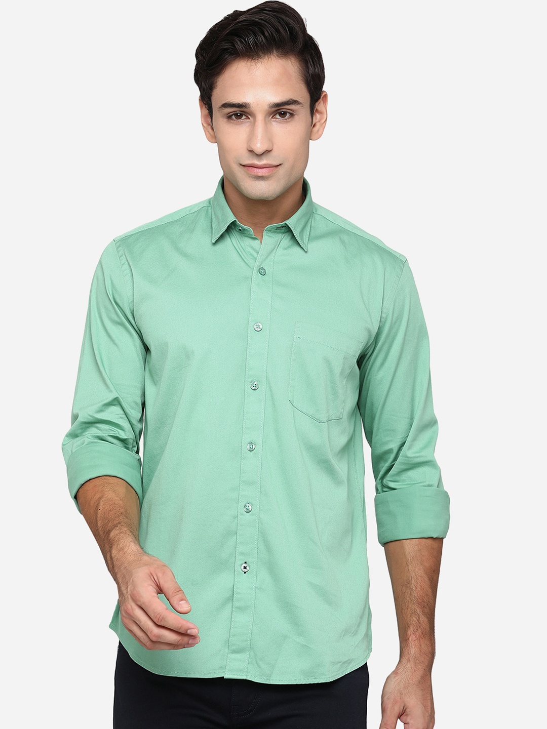 

JADE BLUE Men Green Classic Slim Fit Opaque Casual Shirt