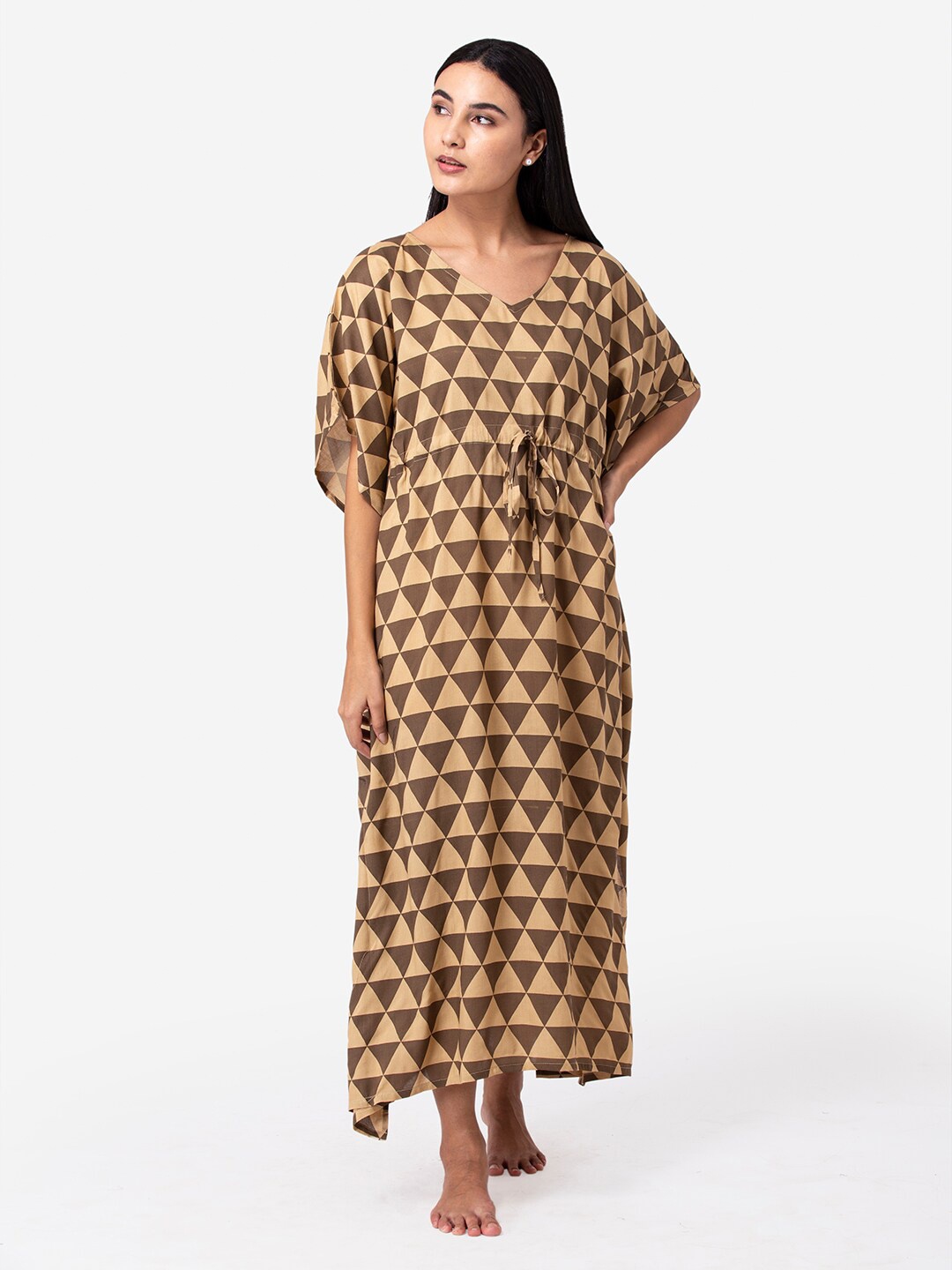 

ETC Brown Printed Maxi Nightdress