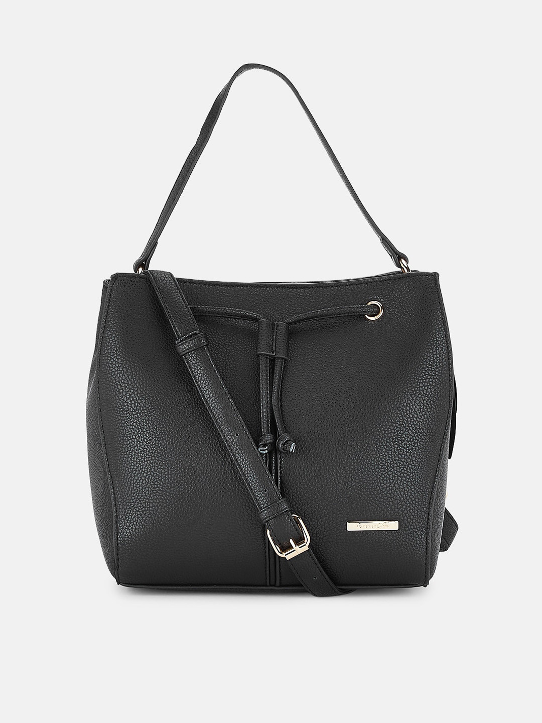 

Forever Glam by Pantaloons Black Textured Leather Structured Handheld Bag