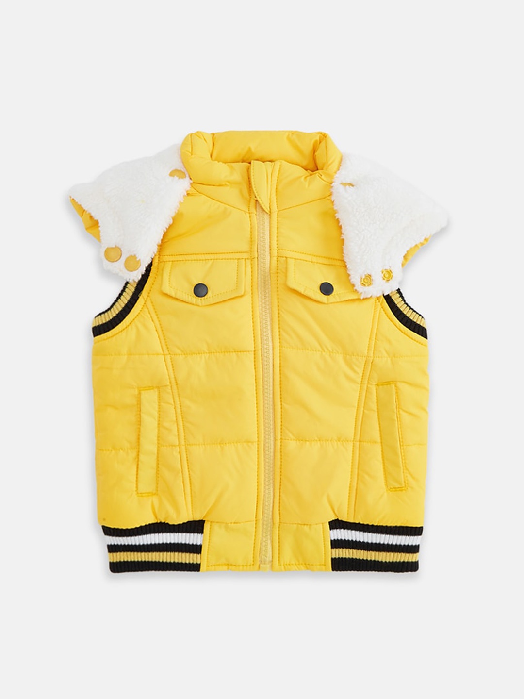

Pantaloons Baby Boys Yellow Off White Padded Jacket