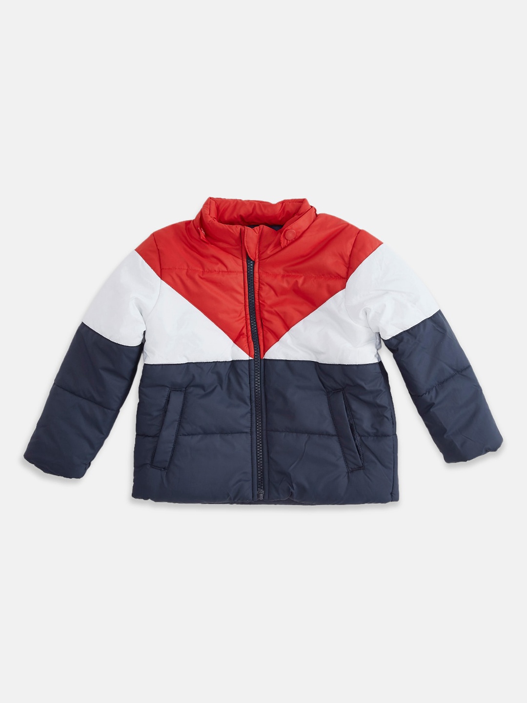 

Pantaloons Baby Boys Red Blue Colourblocked Padded Jacket