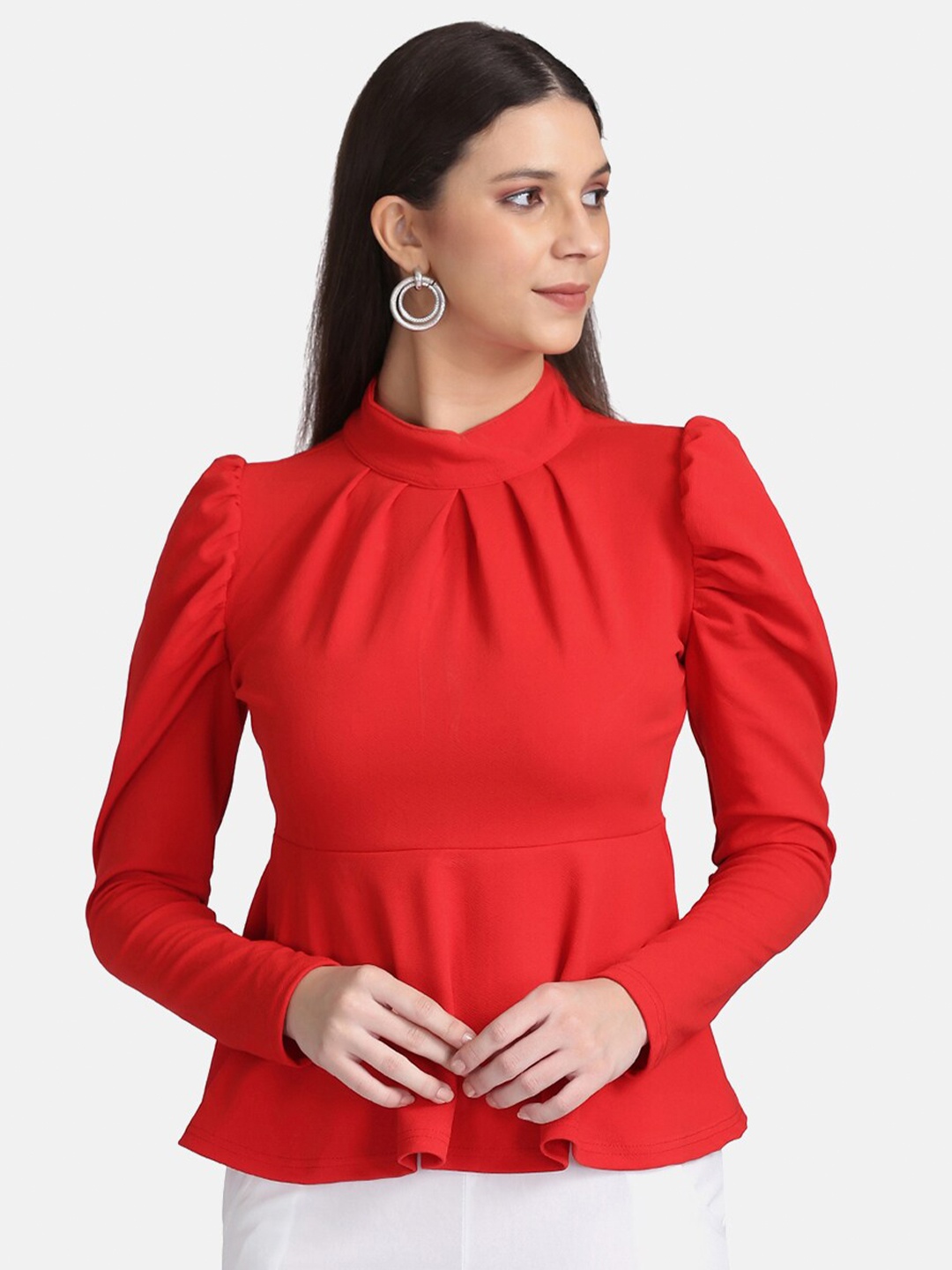 

Sugathari Red Sheen Crepe Regular Top