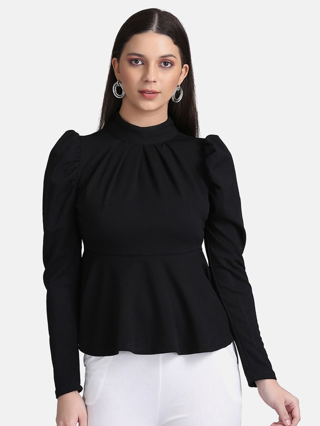 

Sugathari Black Sheen Crepe Empire Top