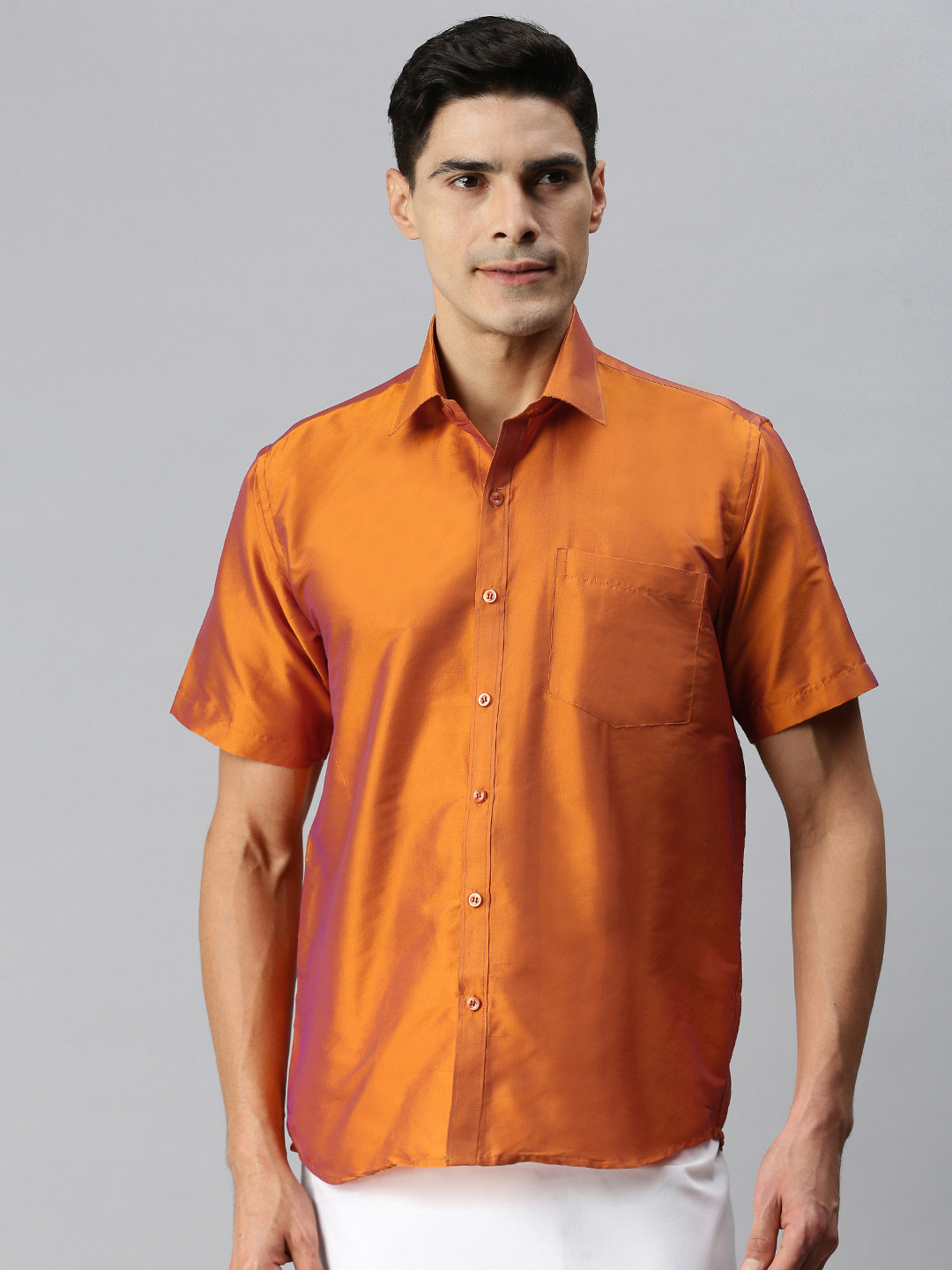 

INDIAN WOOTZ Men Orange Party Shirt