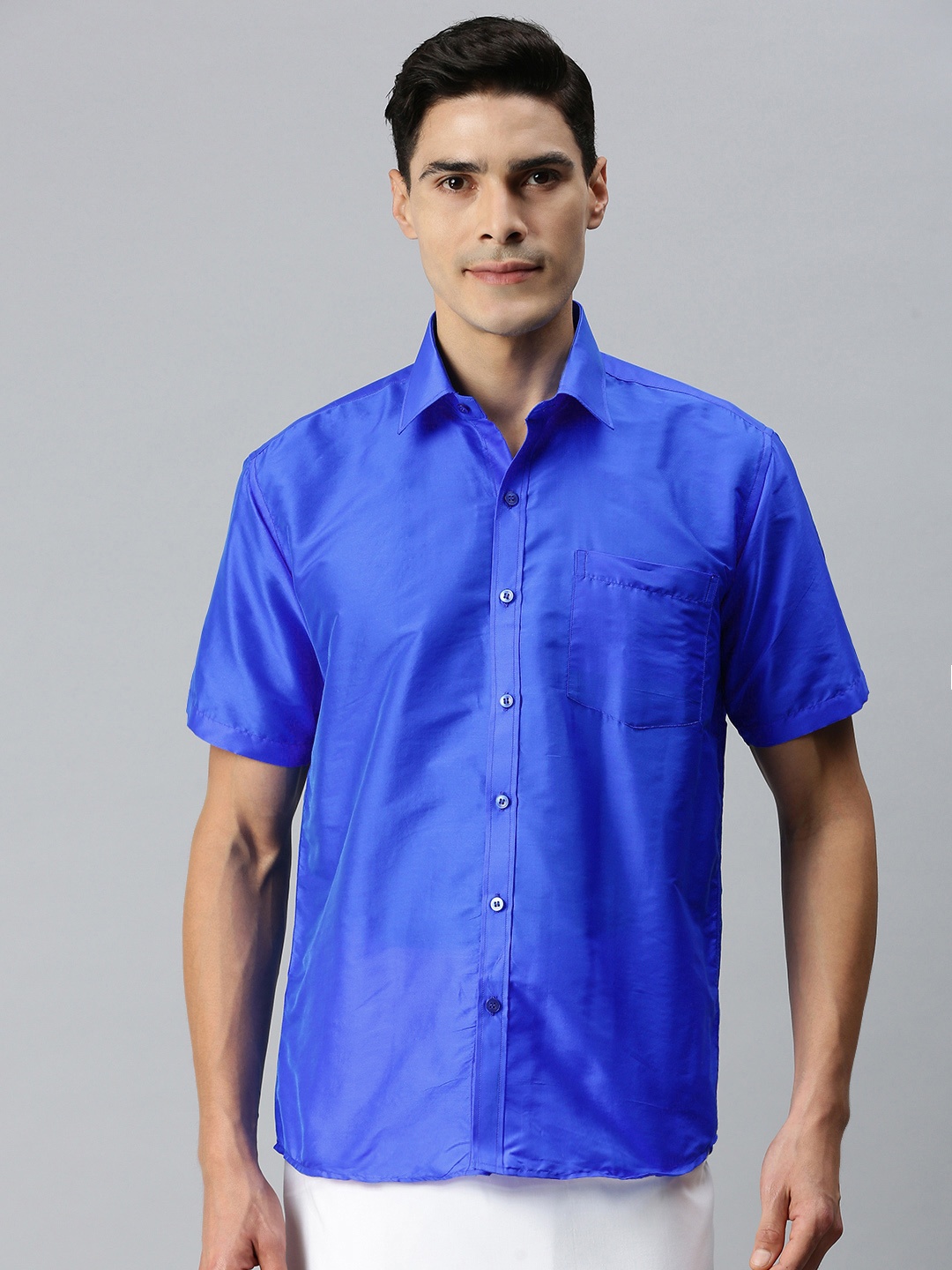 

INDIAN WOOTZ Men Blue Casual Shirt