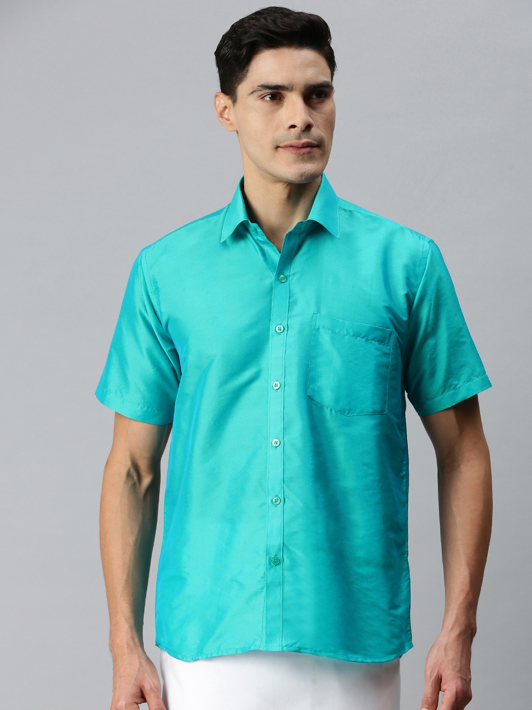 

INDIAN WOOTZ Men Blue Casual Shirt