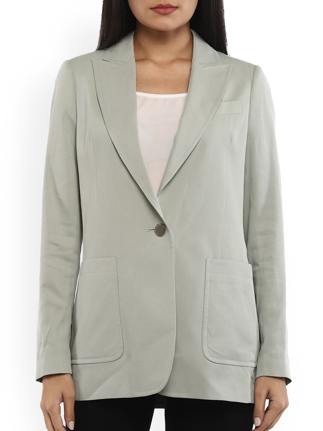 

Ted Baker Women Green Longline Solid Jacket