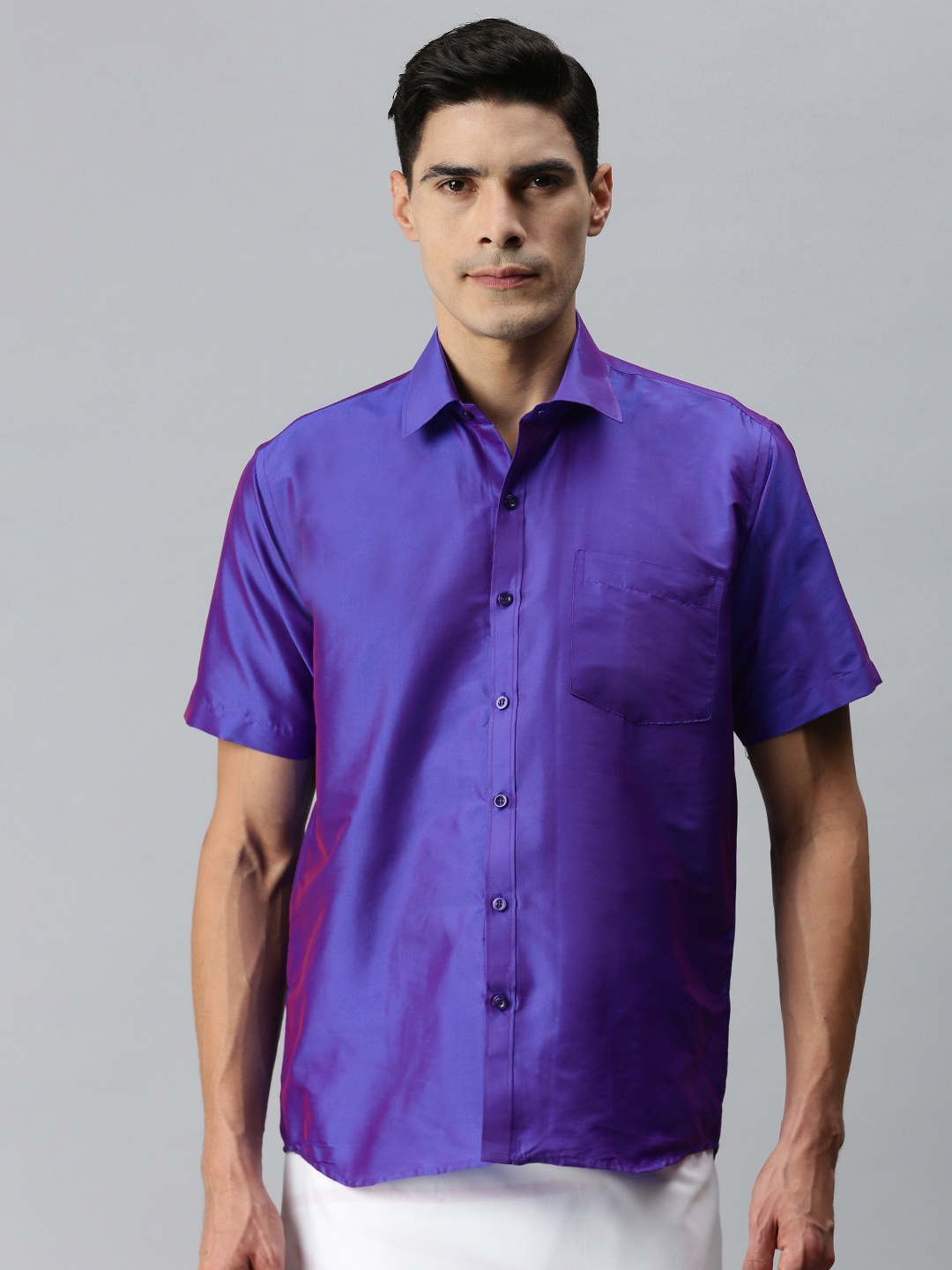 

INDIAN WOOTZ Men Blue Party Shirt