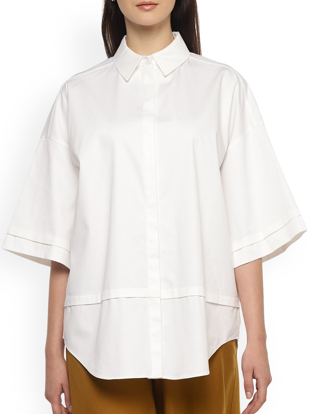 

Ted Baker Women White Solid Opaque Oversized Casual Shirt