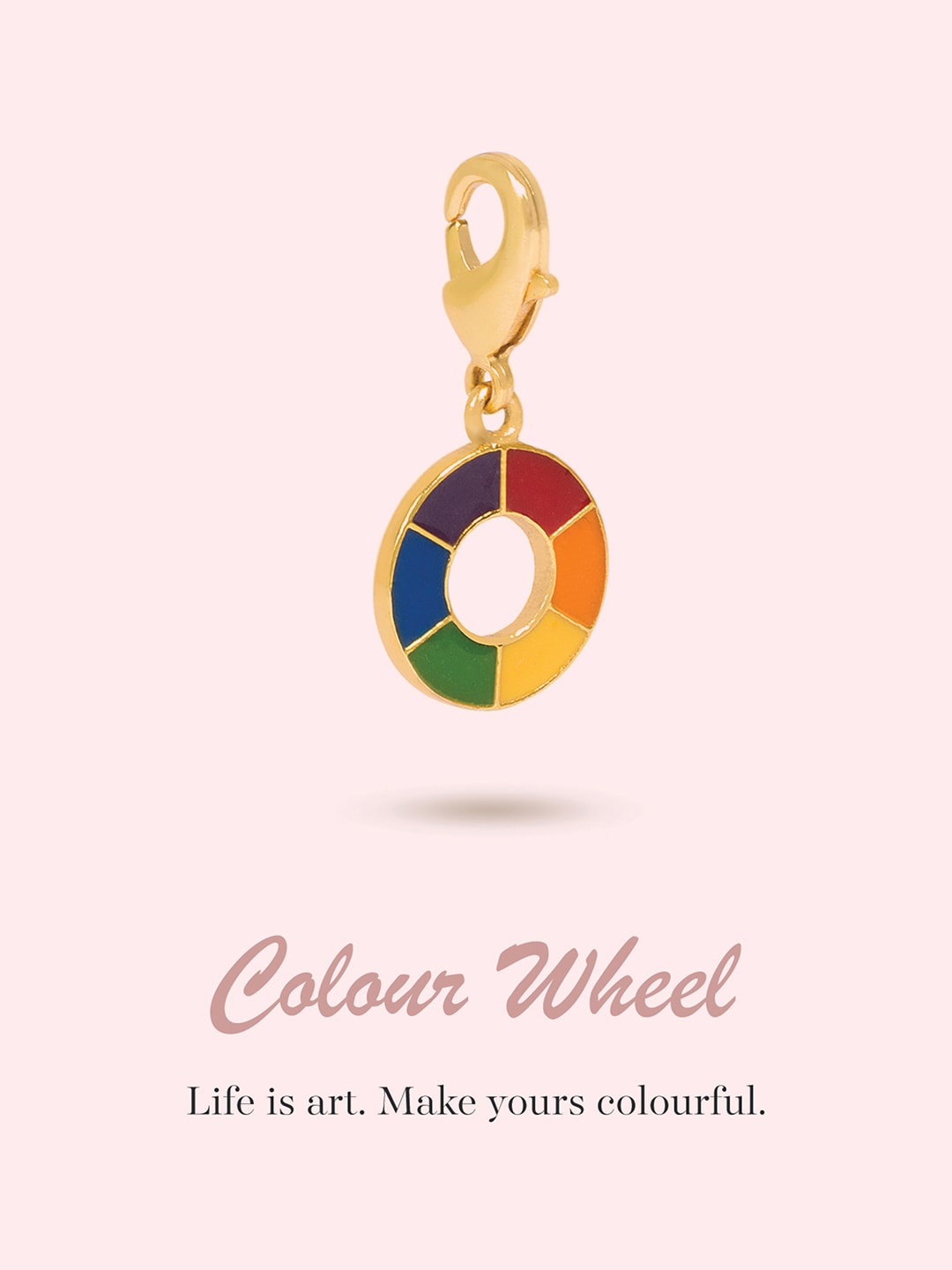

March by FableStreet 20K Gold-Plated Blue & Orange Colour Wheel Charm Pendant