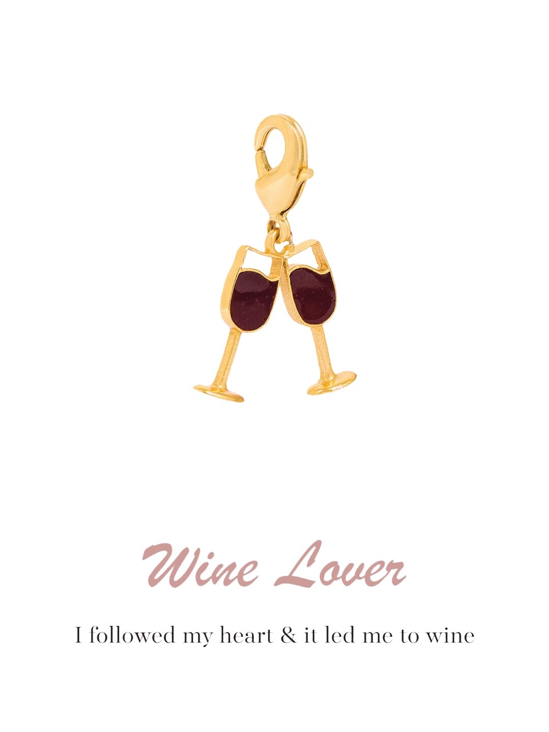 

March by FableStreet 20 KT Gold-Plated Wine Lover Burgundy Enameled Charm Pendant