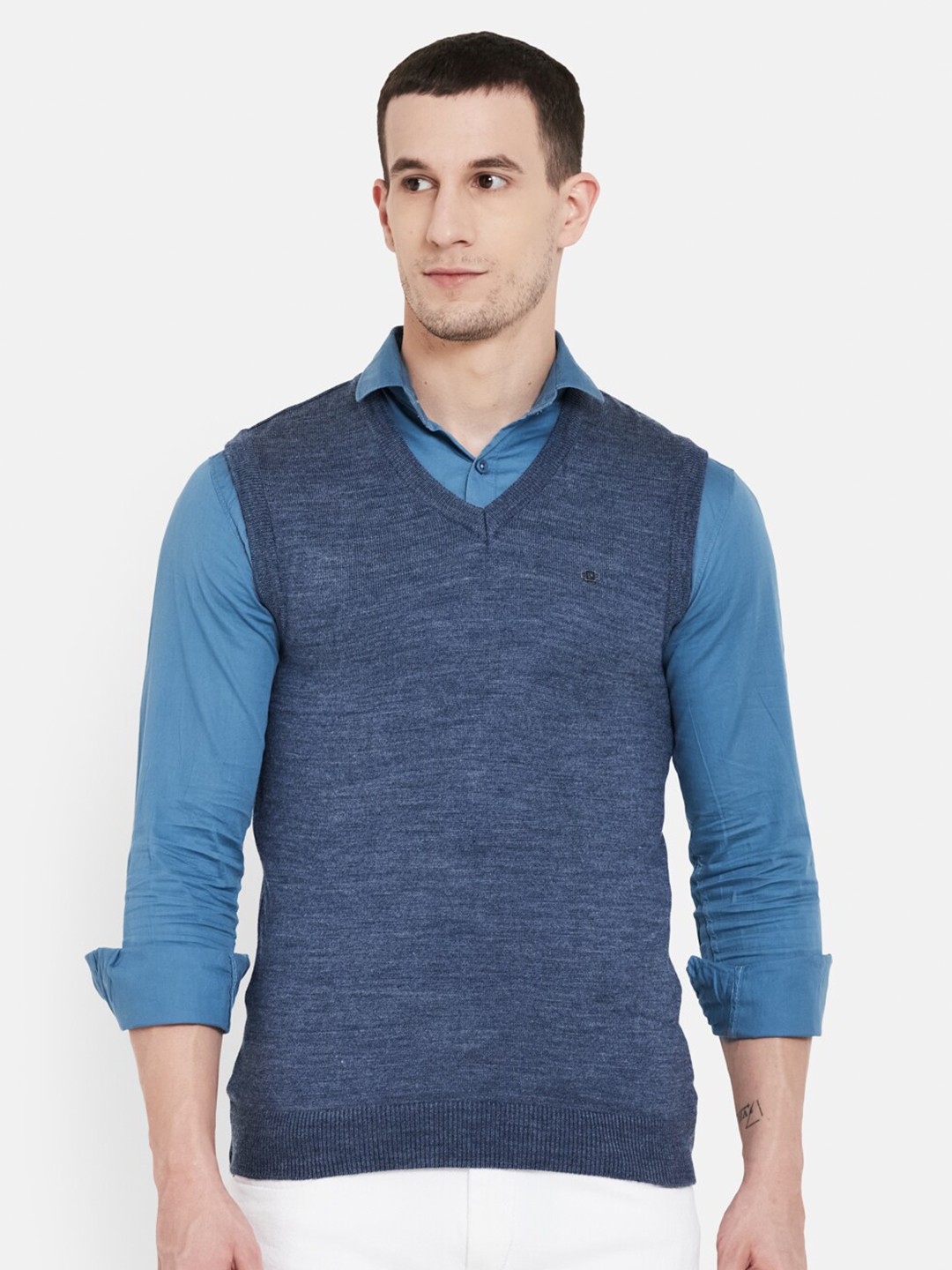 

Duke Men Blue Wool Sweater Vest
