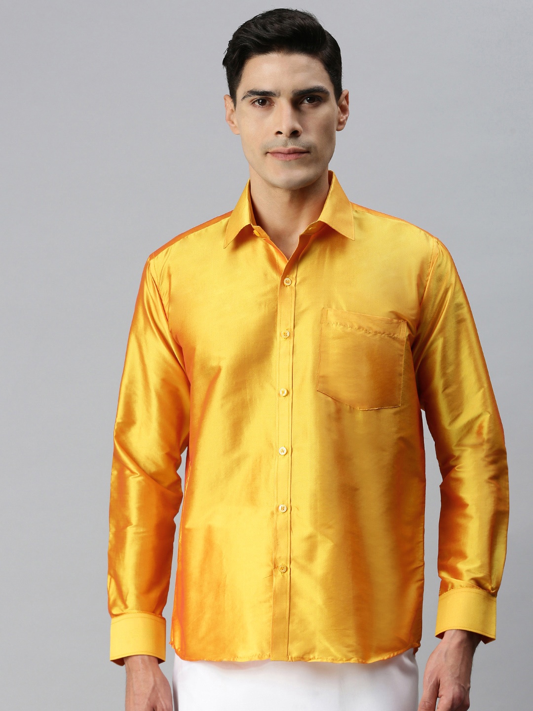 

INDIAN WOOTZ Men Orange Party Shirt