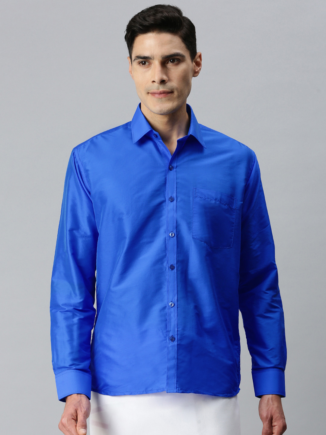 

INDIAN WOOTZ Men Blue Art Silk Shirt
