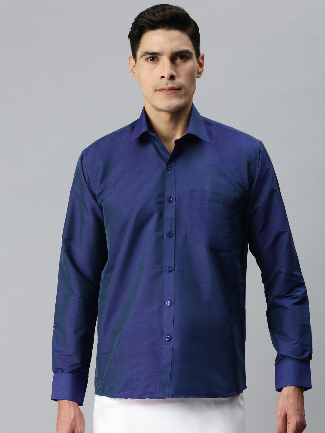 

INDIAN WOOTZ Men Navy Blue Nancy Party Shirt