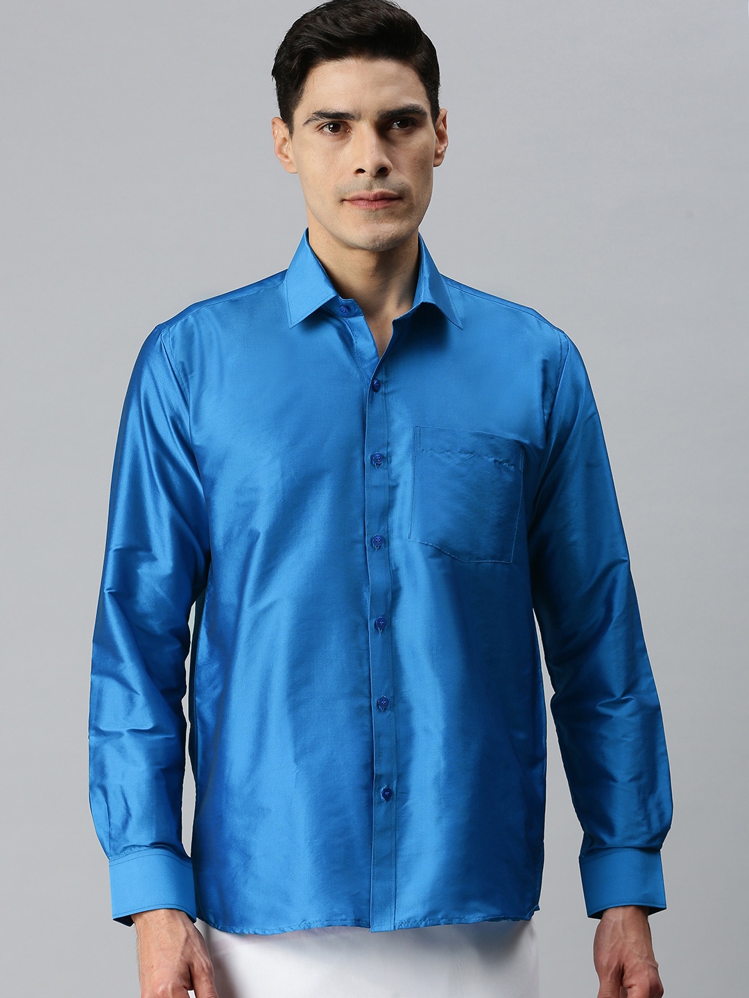 

INDIAN WOOTZ Men Blue Casual Shirt