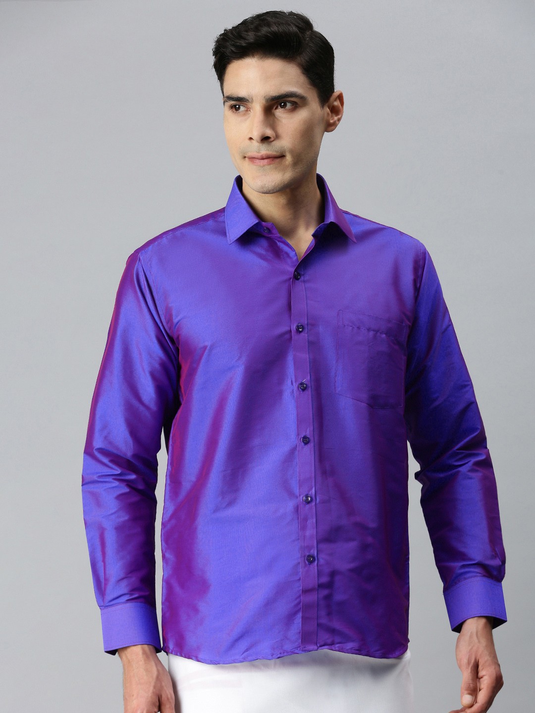 

INDIAN WOOTZ Men Blue Casual Shirt