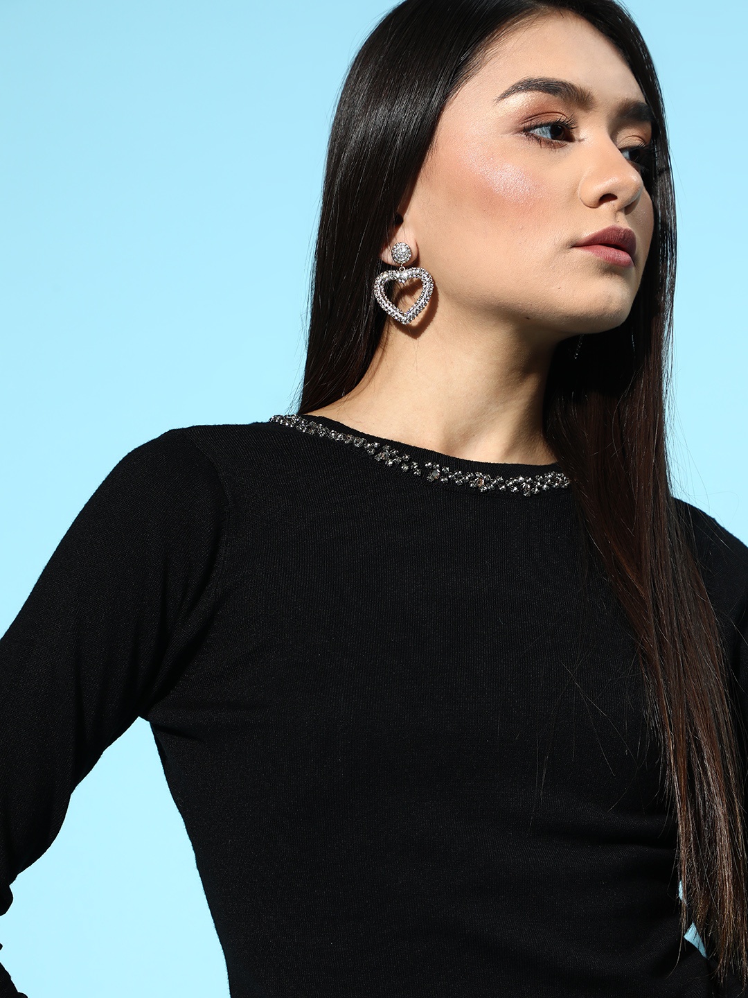 

COVER STORY Women Stylish Black Solid Disco Inferno Sweater