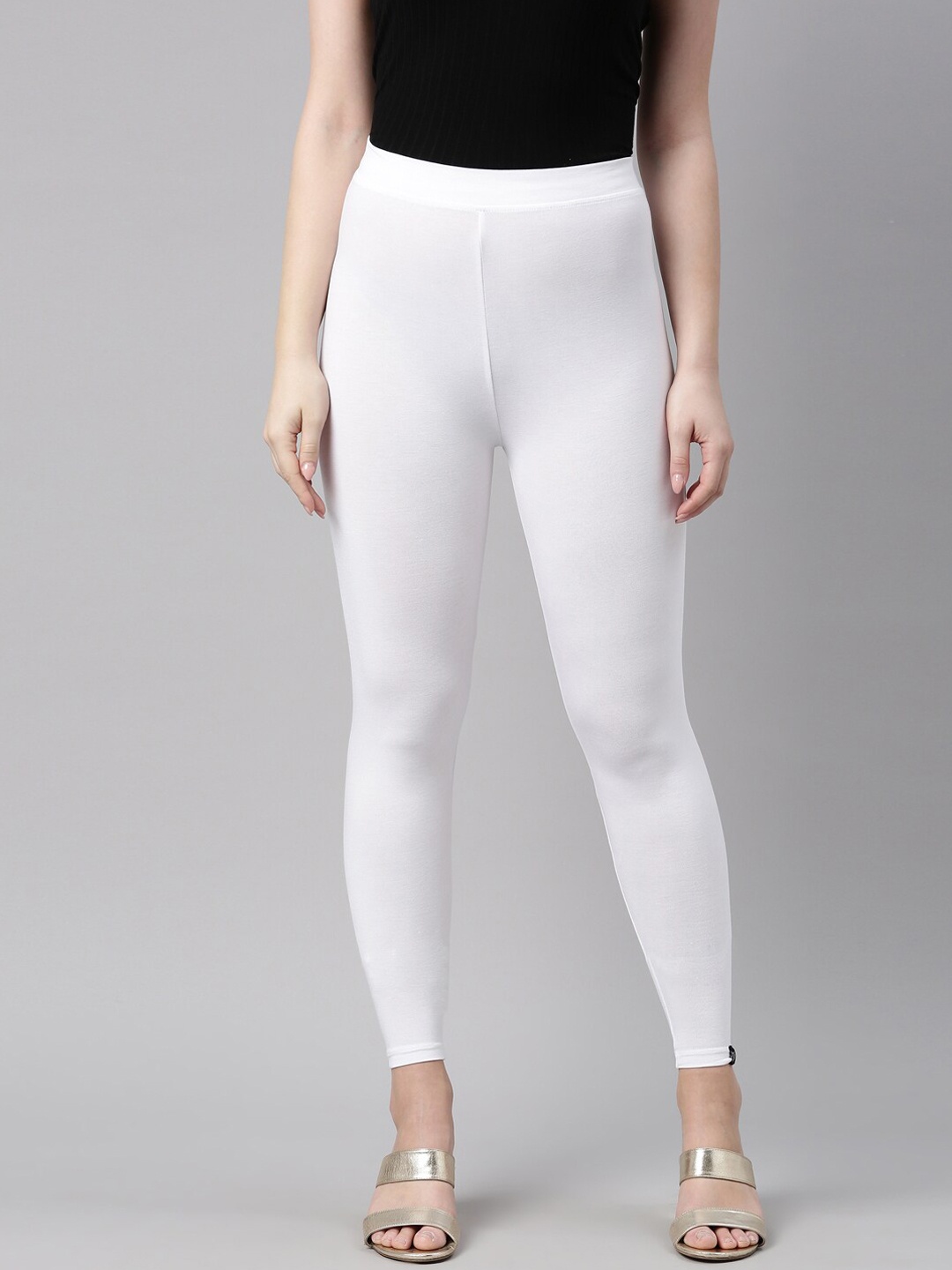 

TWIN BIRDS Women White Solid Ankle-Length Leggings