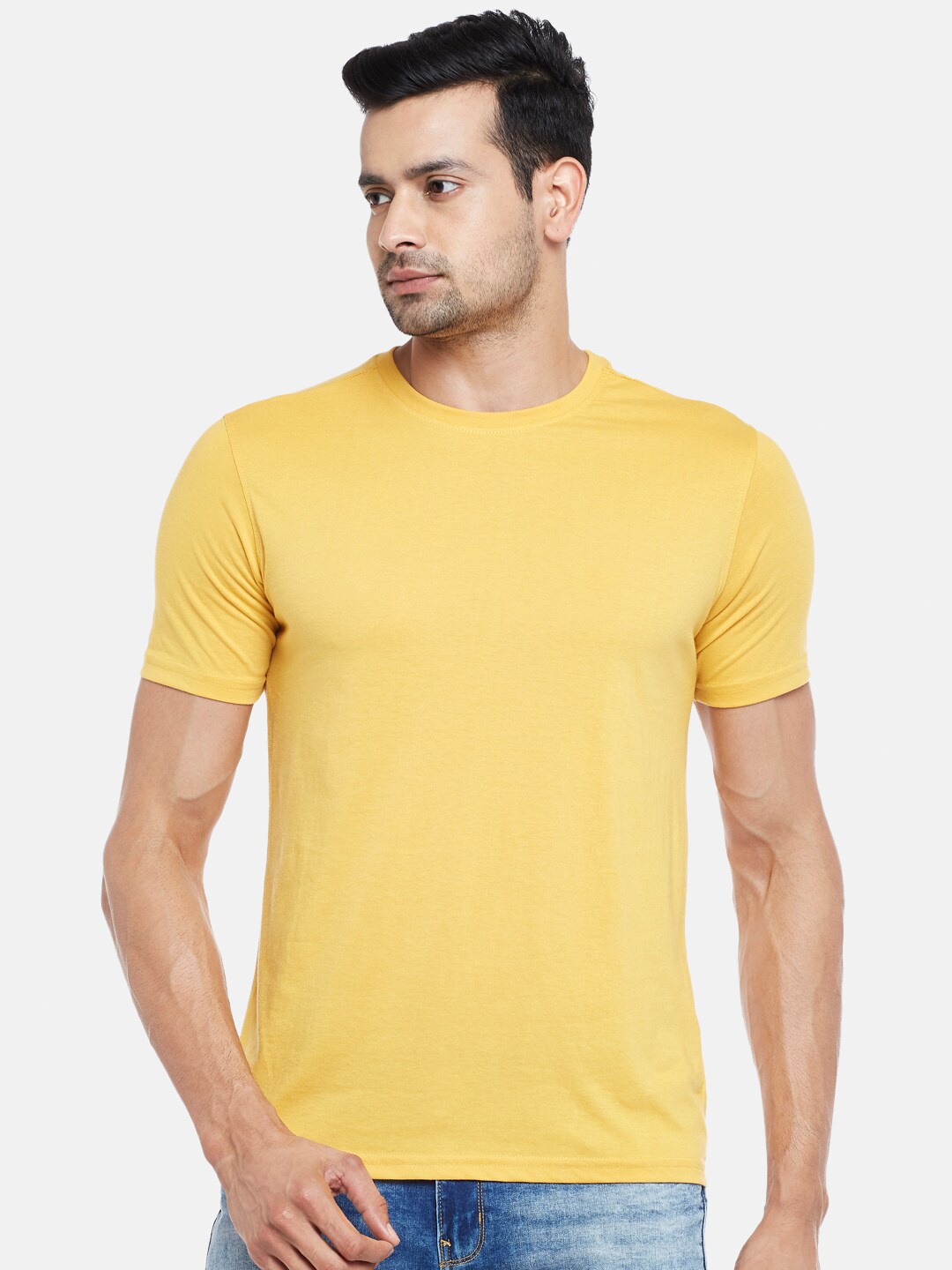 

BYFORD by Pantaloons Men Yellow Solid T-shirt