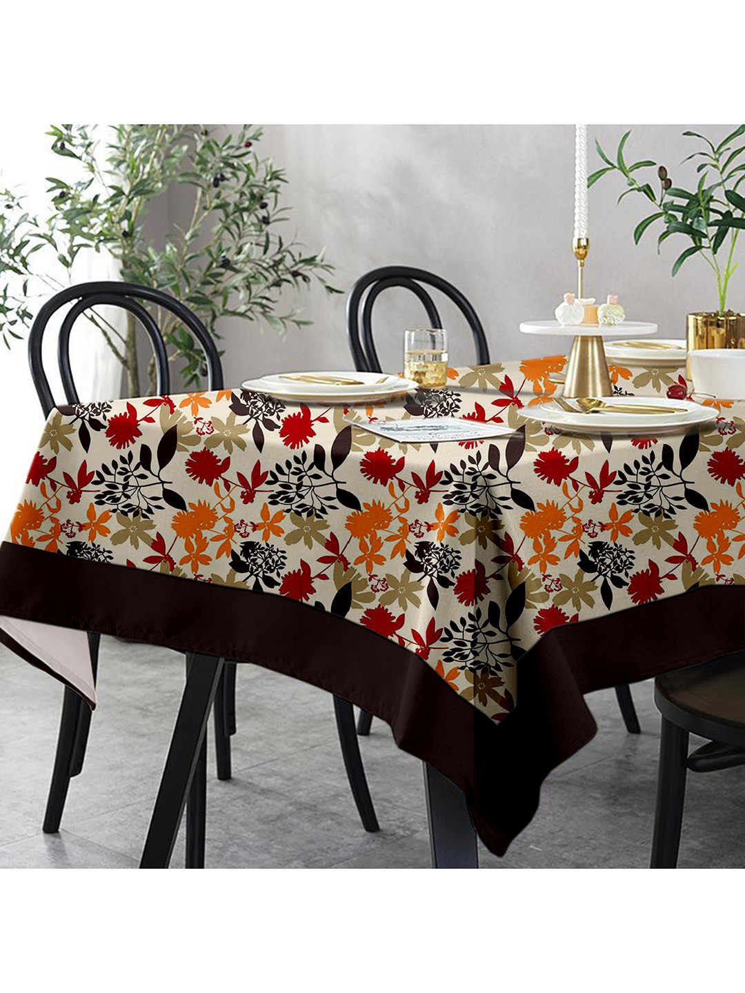 

Lushomes Multicolored 8 Seater Printed Cotton Table Cloth- 60"X108", Multi
