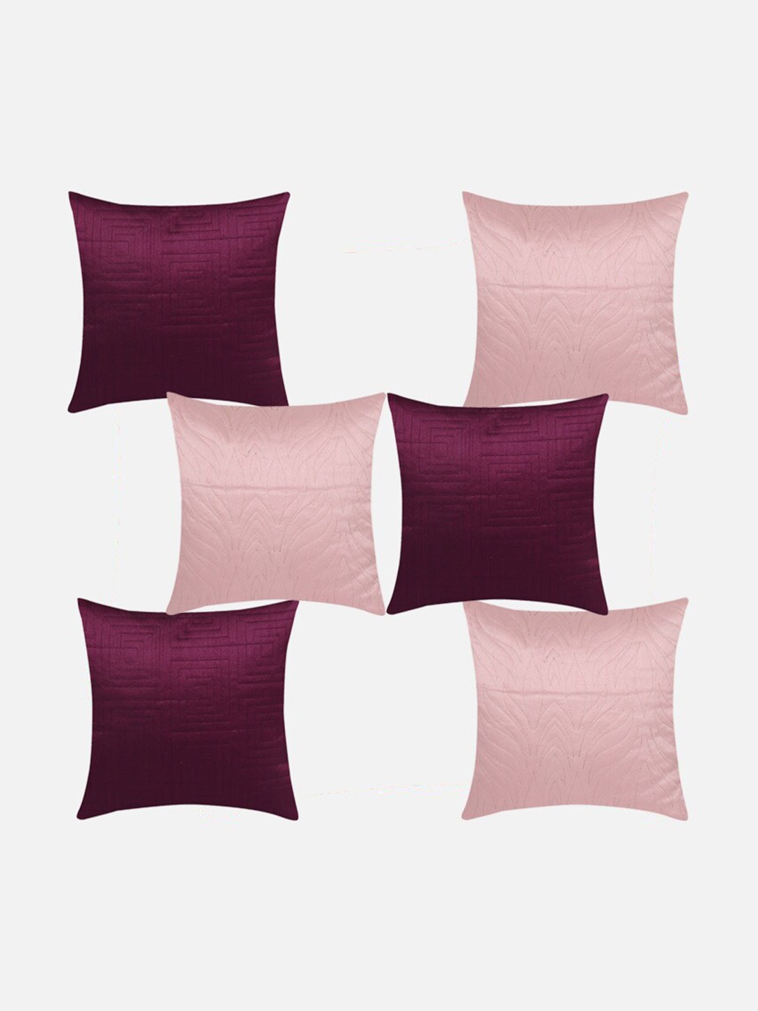 

Molcha Pink & Purple Set Of 6 Quilted Square Cushion Cover
